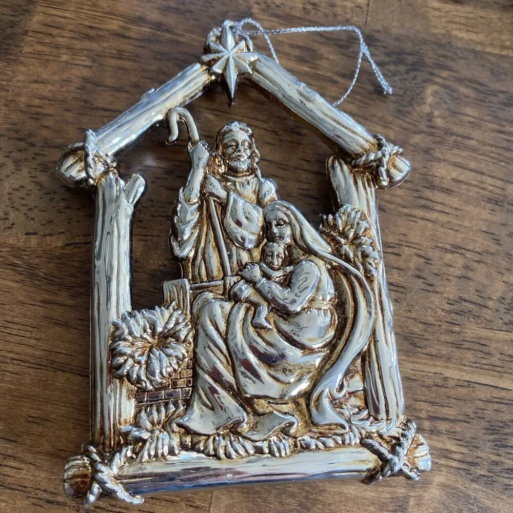 4 Vintage Christmas Ornaments Gold Tone Wise Men Camel Angel Manger Jesus